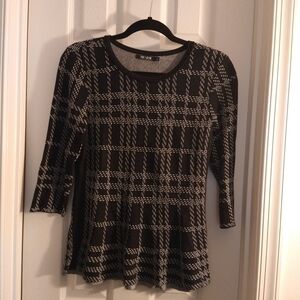 NIC+ZOE Black and White Plaid Sweater